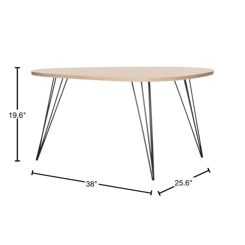Transitional Triangular Light Beige Wood Coffee Table - 38"
