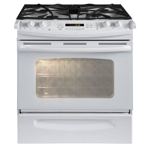 GE 4.1 cu. ft. Slide-In Gas Range with Self-Cleaning Oven in White