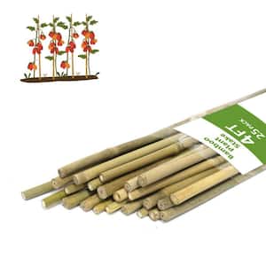 4 ft. Natural Bamboo Garden Stakes, Plant Stakes for Climbing Support for Tomatoes, Trees, Beans, (25-Pack)
