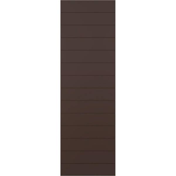 Ekena Millwork 12 in. x 46 in. True Fit PVC Horizontal Slat Style Fixed Mount Board and Batten Shutters, Raisin Brown (Per Pair)