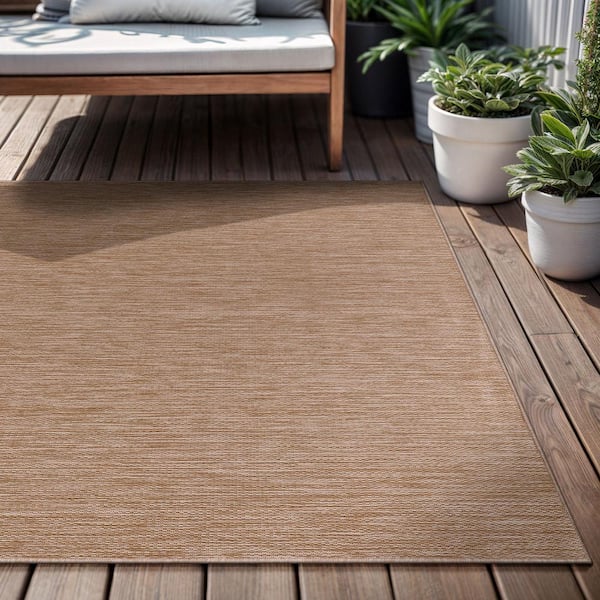 Sunshine Solid Jute 5 ft. x 7 ft. Indoor Outdoor Area Rug