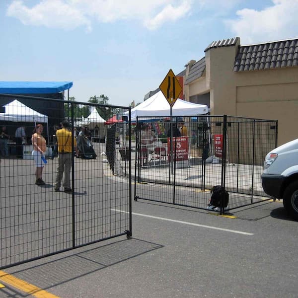 Perimeter Patrol 6 ft. H x 210 ft. L Black Powder Coated Welded Wire Complete Temporary Fence Panel Kit