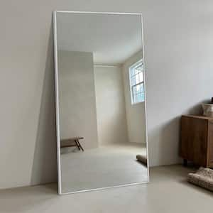 32 in. W x 71.1 in. H Oversized Silver Metal Frame Modern Classic Full Length Floor Standing Mirror