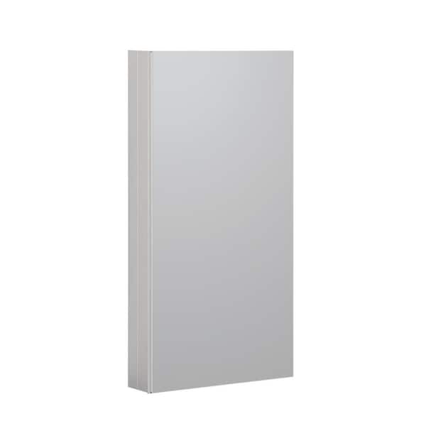 12 in. W x 24 in. H Sliver Aluminum Recessed/Surface Mount Bathroom Medicine Cabinet with Mirror, 2-Glass Shelves