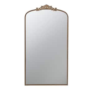 1.5 in. W x 66.2 in. H Gold Classic Rectangular Curved Metal Frame Ornate Baroque Design Wall Mirror