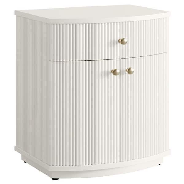 Fenley White 1 Drawer 19.7 in. W Nightstand with Storage Cabinet for Bedroom