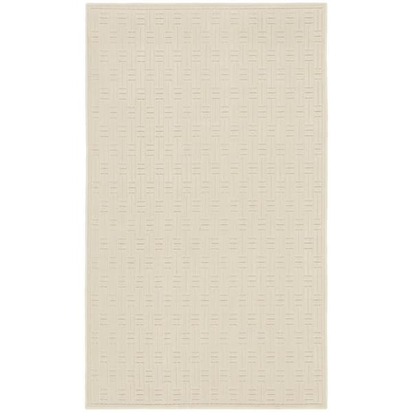 Washable Charm Ivory 2 ft. x 3 ft. Geometric Contemporary Area Rug