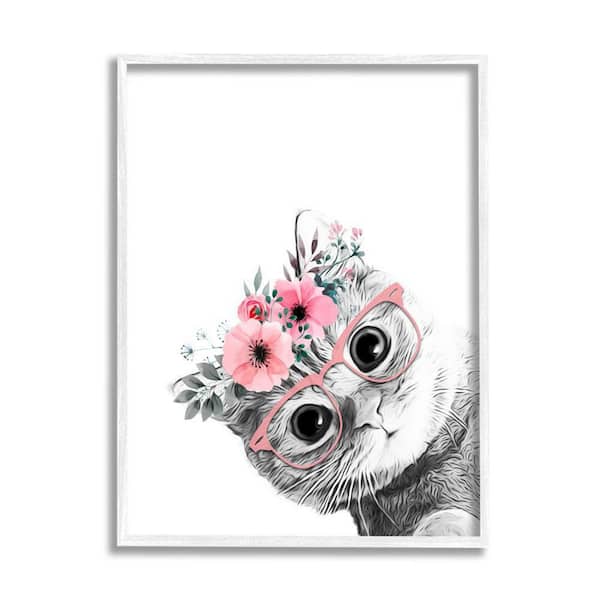 The Stupell Home Decor Collection Pink Flower Crown Cat Glasses