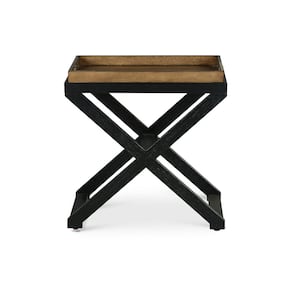 Topeka 24 in. W Brown and Ebony Chairside Table