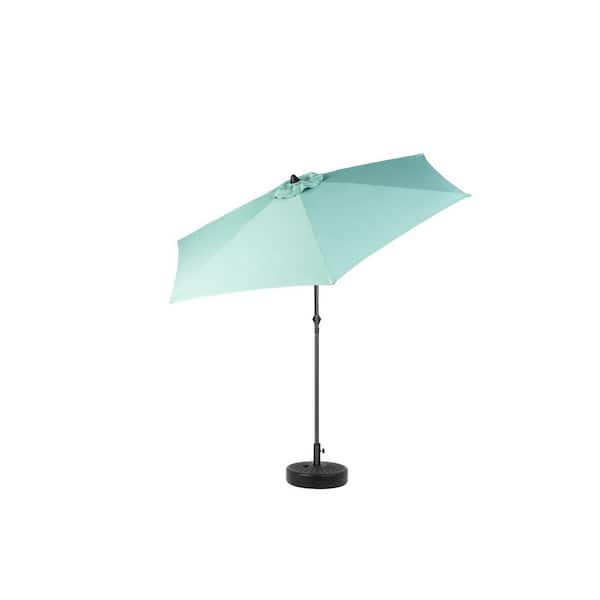 Unbranded Market Umbrella, 9 ft. Powder Coated Steel Market Patio Umbrella in Light Green with Push Button Tilt and Easy Crank
