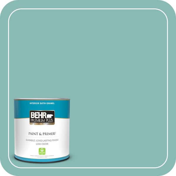 BEHR PREMIUM PLUS 1 qt. #T14-1 Ocean Liner Satin Enamel Low Odor Interior Paint & Primer