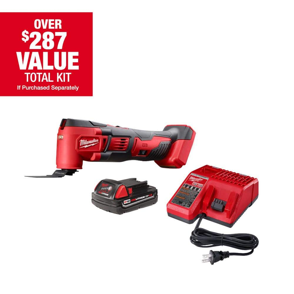 Milwaukee M18 18V Lithium-Ion Cordless Oscillating Multi-Tool Kit with one 1.5 Ah Battery & Charger