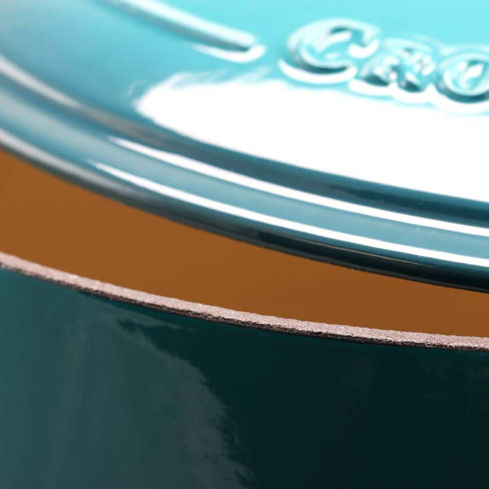 Teal 7-Quart Enameled Cast Iron Oval Dutch Oven with Lid