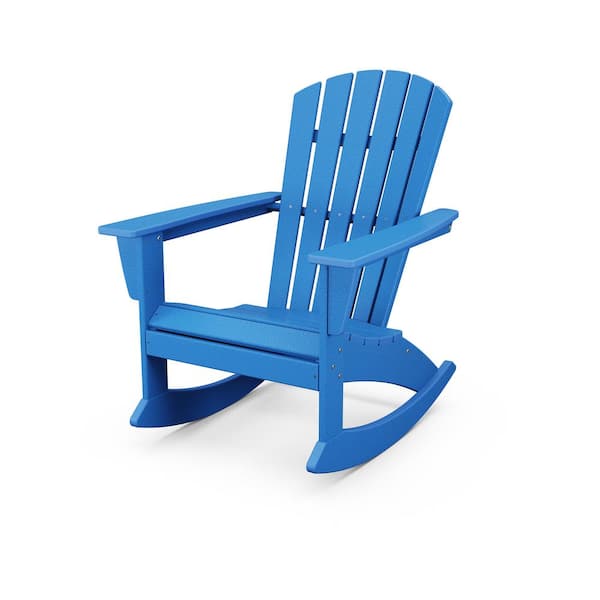 Grant Park Blue Plastic Patio Adirondack Outdoor Rocking Chair