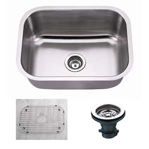 Oceanus Undermount 18-Gauge Stainless Steel 23 in. Single Bowl 8 in. Deep Kitchen Sink with Grid and Strainer