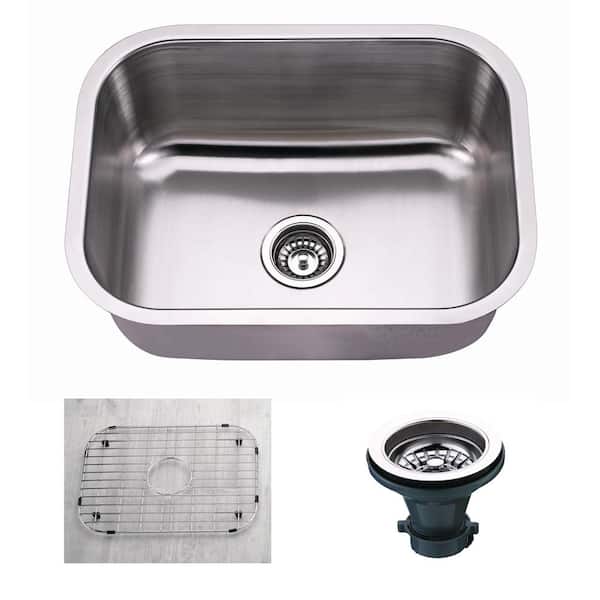Empire Industries Oceanus Undermount 16-Gauge Stainless Steel 23 in. Single Bowl 8 in. Deep Kitchen Sink with Grid and Strainer