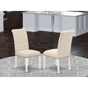 Linen White, Parsons Dining Chairs-Light Beige Linen Fabric Upholstered Chairs (Set Of 2)