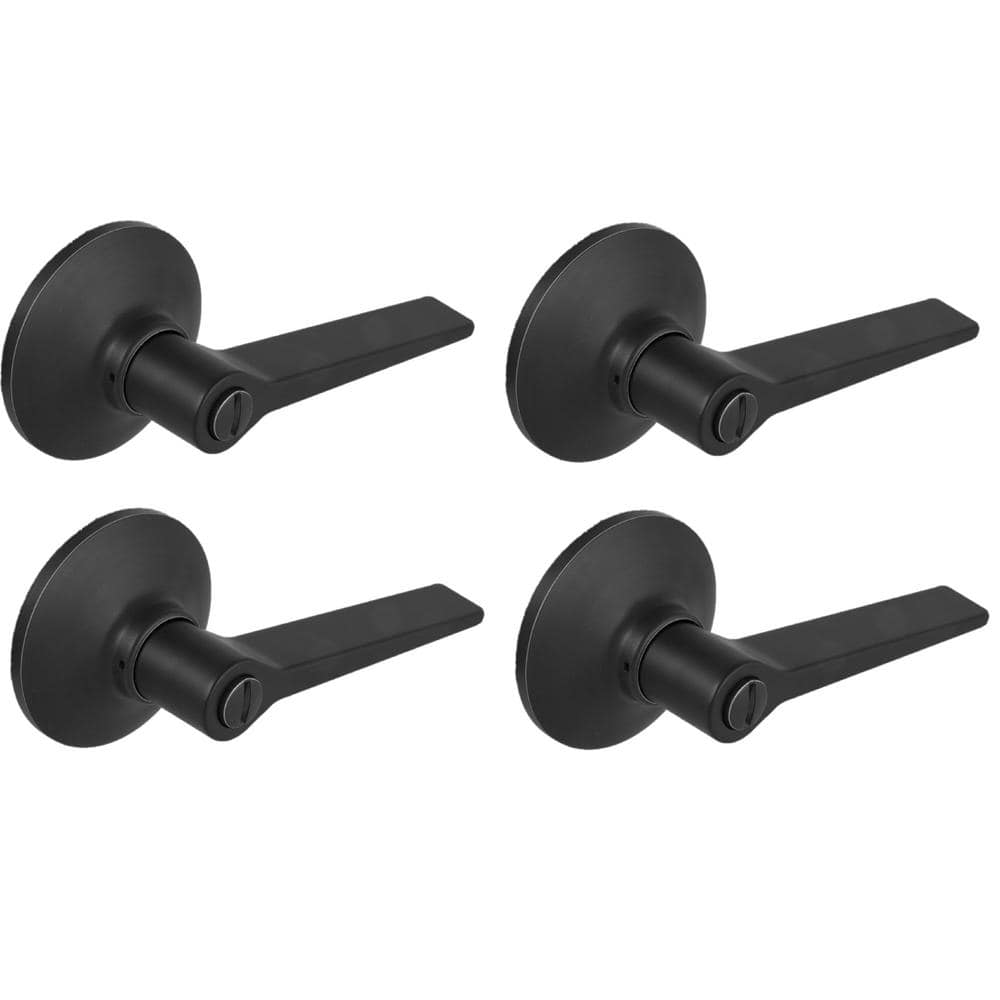 Freedom Matte Black Bed/Bath Door Lever (4-Pack)