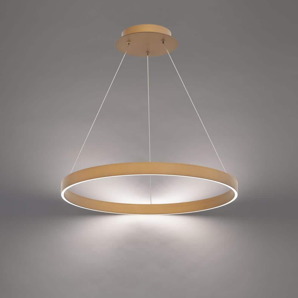 Aged Brass 18-Inch LED Pendant Light with Silicone Diffuser