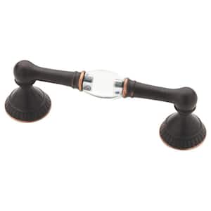 Palermo Dual Mount 3 or 3-3/4 in. (76/96 mm) Bronze with Copper Highlights and Clear Cabinet Drawer Bar Pull