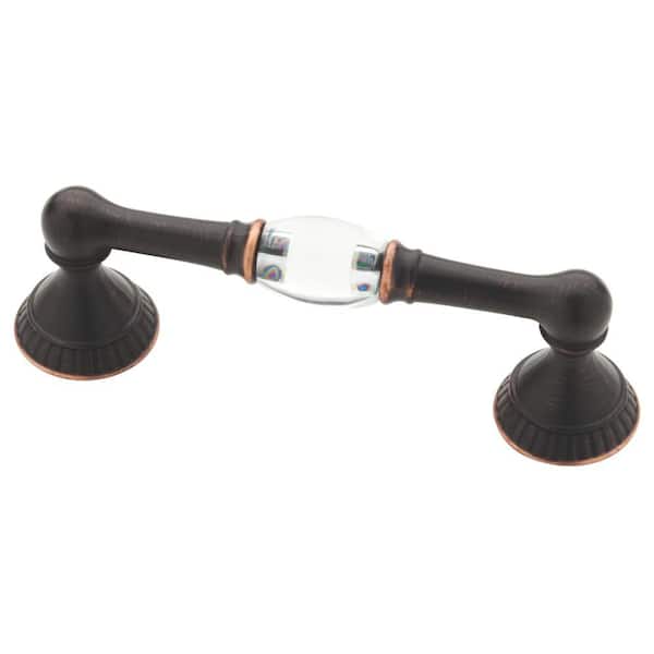 Liberty Palermo Dual Mount 3 or 3-3/4 in. (76/96 mm) Bronze with Copper Highlights and Clear Cabinet Drawer Bar Pull