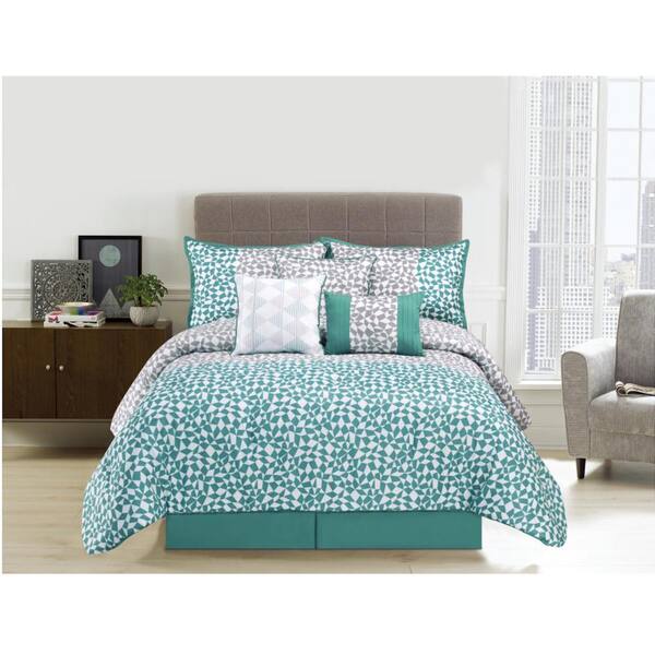 Unbranded Piccadilly 7-Piece Aqua Queen Comforter Set