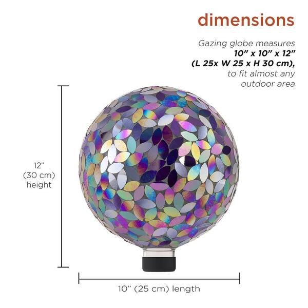 10 in. Diameter Indoor/Outdoor Glass Mosaic Gazing Globe Yard Decoration, Purple Pearlized Petals Design