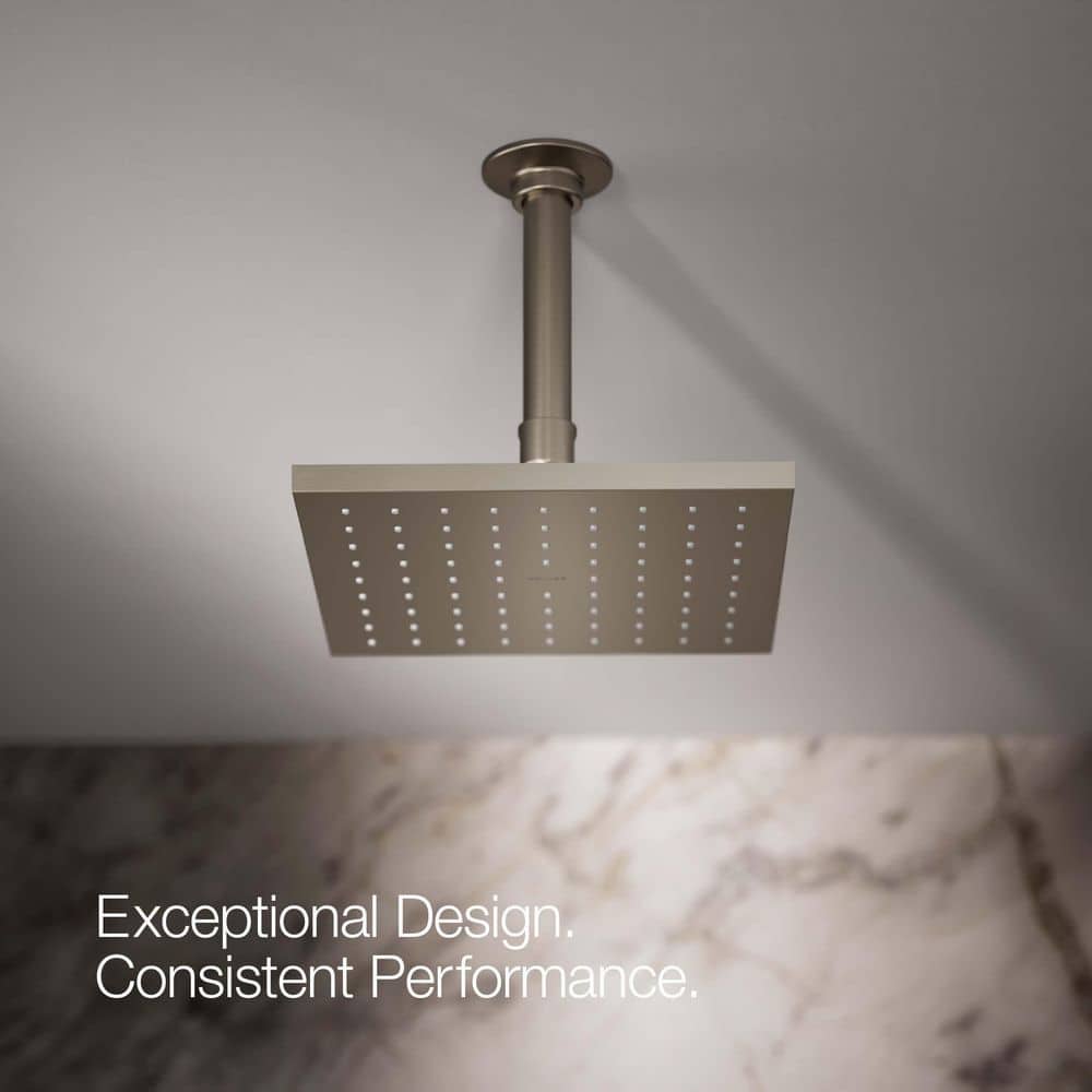 Vibrant Brushed Nickel Square Ceiling Mounted Rain Showerhead