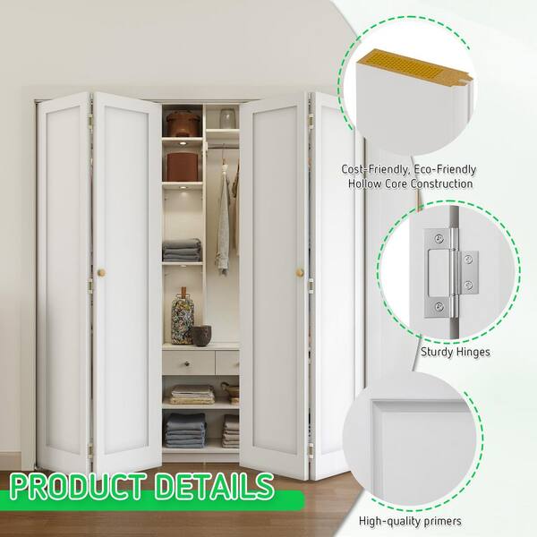 SOCBAZZAR 48 in. x 78.4 in. 1-Panel Hollow Core White Primed