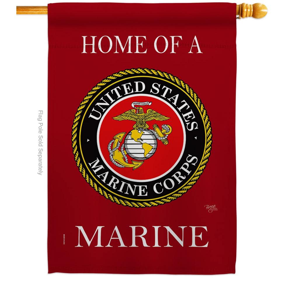 Breeze Decor 28 in. x 40 in. Home Of Marine Corps House Flag Double ...