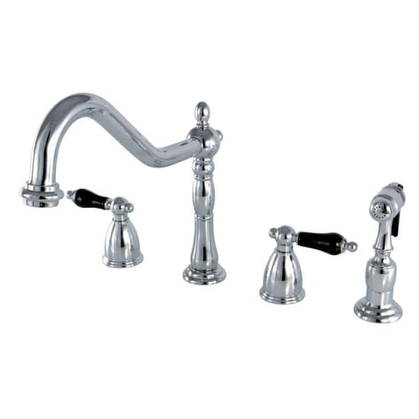 Kingston Brass Duchess 2-Handle Standard Kitchen Faucet with Side Sprayer in Polished Chrome