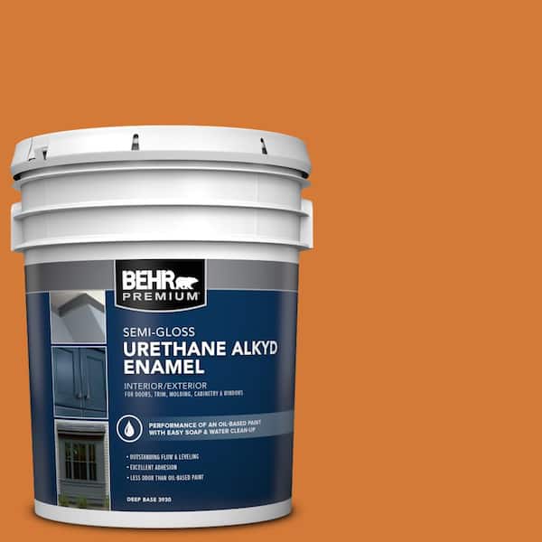 BEHR PREMIUM 5 gal. #T17-19 Fired Up Urethane Alkyd Semi-Gloss Enamel Interior/Exterior Paint