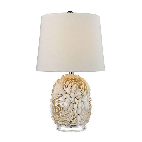 Titan Lighting 23 in. Natural Shell Table Lamp with Off White Linen Shade