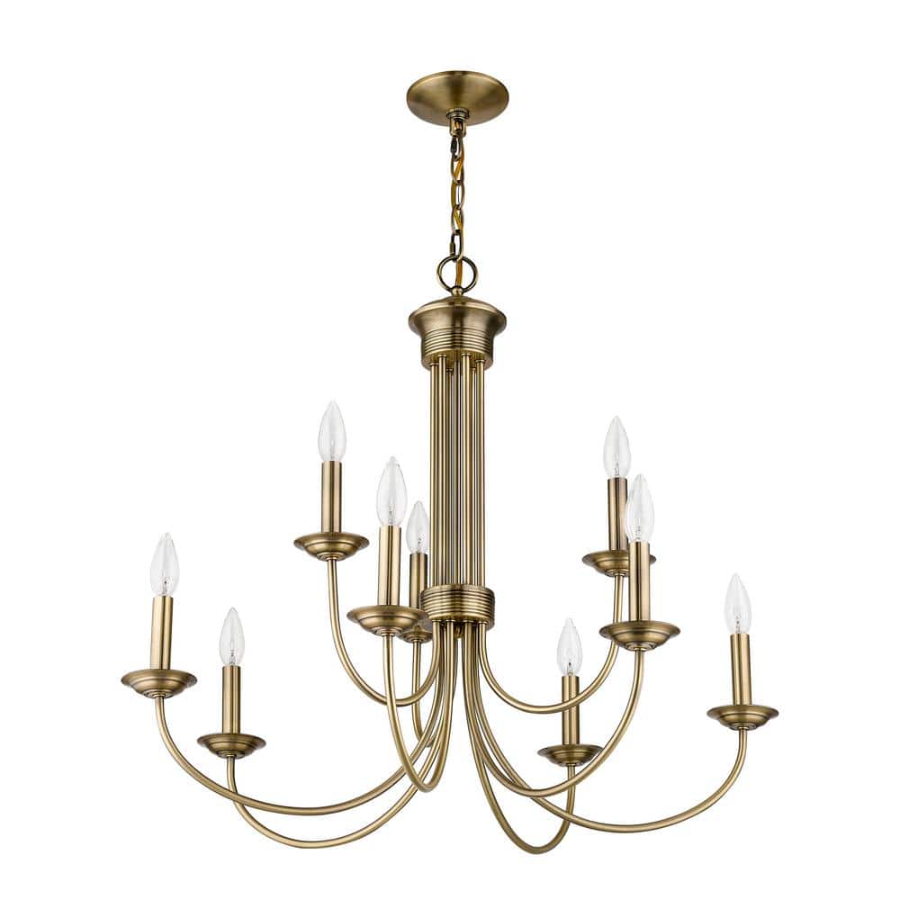 Antique Brass 9-Light Candle Style Chandelier