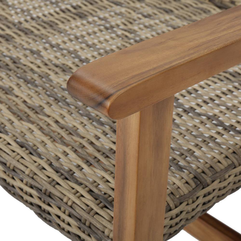 Natural Acacia Wood and Gray Wicker Handwoven Loveseat