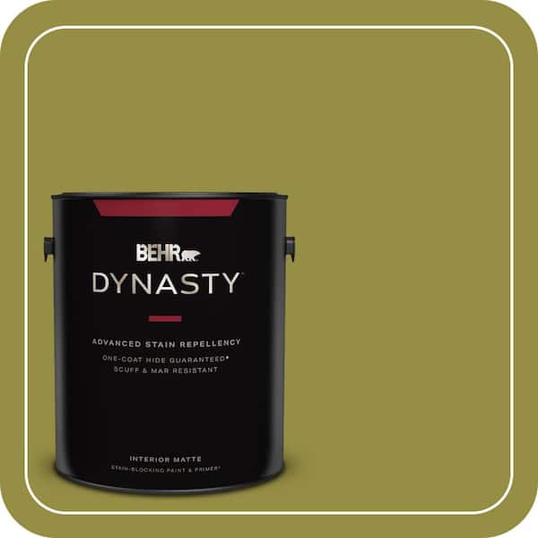 BEHR DYNASTY 1 gal. #PPU9-03 Retro Avocado Matte Interior Stain-Blocking Paint & Primer