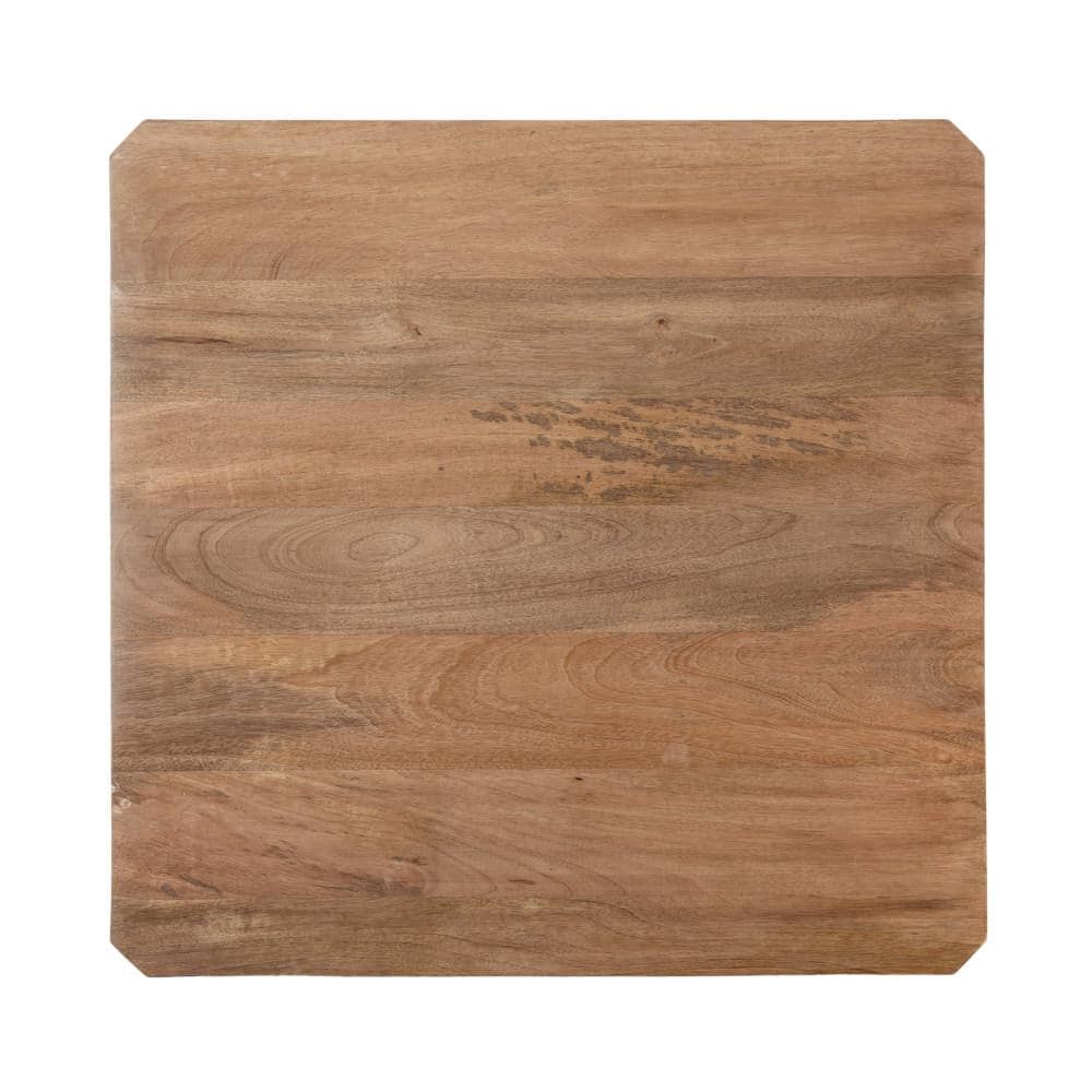 Natural Mango Wood Square Coffee Table with Storage Shelf