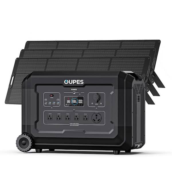 3600W Output/7000W Peak Mega 3-Solar Generator Plus 3 240W Solar Panel Push Button Start Battery LiFePO4