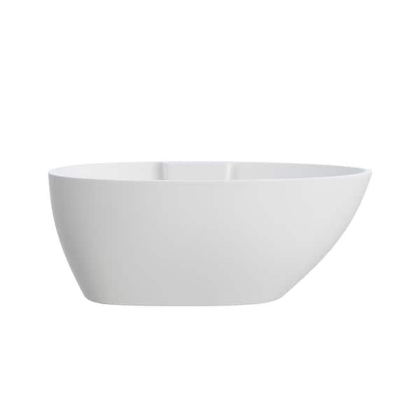 A&E Hadiya 56 in. x 30 in. Soaking Bathtub with End Drain in White/Gloss