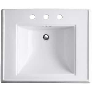 Memoirs Ceramic Pedestal Bathroom Sink in Biscuit with Overflow Drain