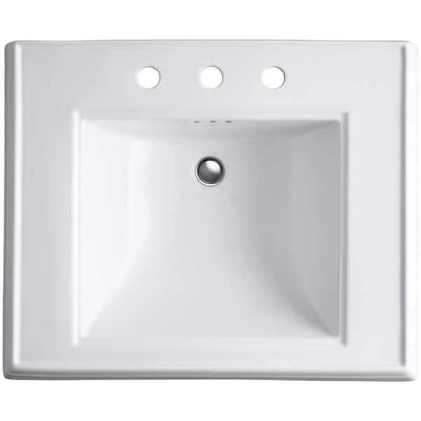 Kohler Memoirs Classic Ceramic Pedestal Bathroom Sink In White With Overflow Drain K 2258 8 0 The Home Depot