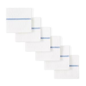 Clorox White/Navy Blue Antimicrobial Cotton Dish Cloth Set (6-Pack)