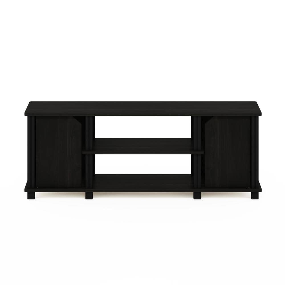 Espresso Black Composite Wood TV Stand with Shelves