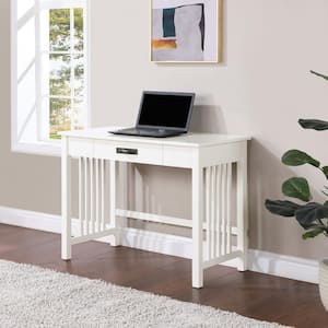 Sierra 40 in. White Wood 1-Drawer Writing Desk with Solid Wood Legs