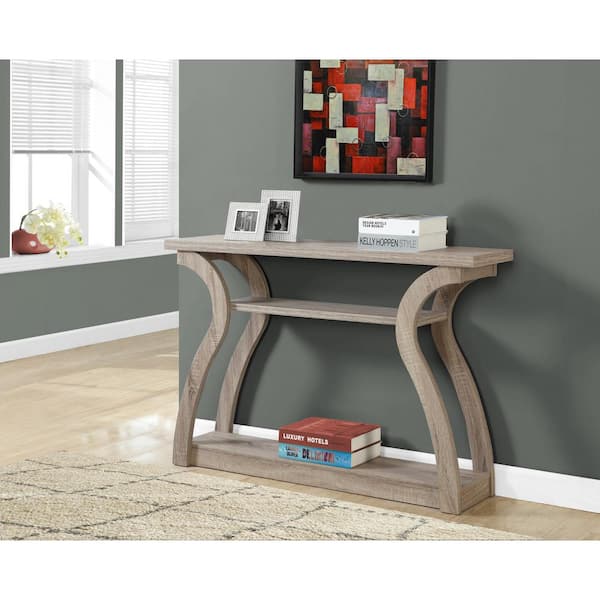 Monarch Specialties 48 in. Dark Taupe Standard Rectangle Wood Console Table with Storage