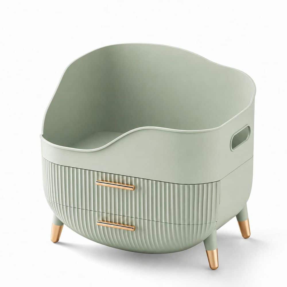 Sage Green Plastic Makeup Organizer with Drawers and Handle for Vanity, Dresser or Bathroom Countertop price history on PriceWatchPro