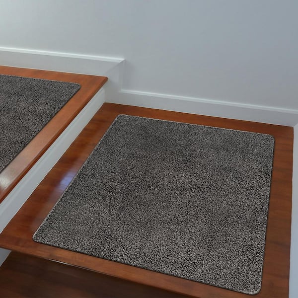 3 ft. x 3 ft. Dark Gray Silky Solid Plus Thick Pile Non Slip Easy Clean Non Shedding Modern Landing Mat Indoor Area Rug