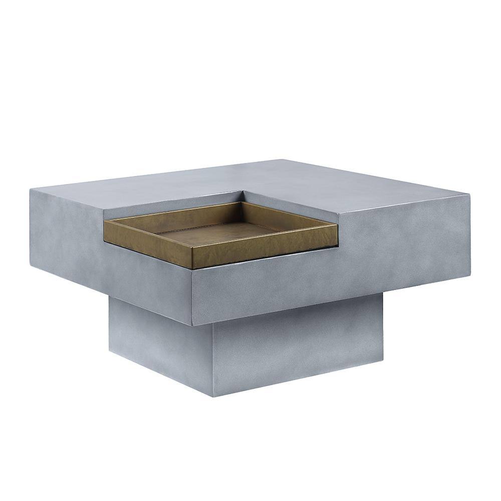 Kailano 32" Weathered Gray Fiber Cement Square Coffee Table
