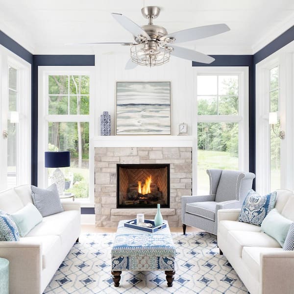 52 in. Indoor Brushed Nickel Reversible Motor Ceiling Fan with Light Kit and Remote Control