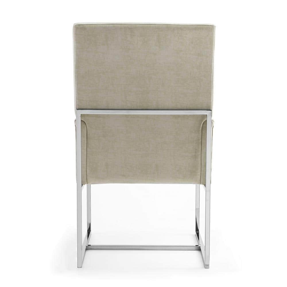 Champagne Velvet High-Back Metal Armchair